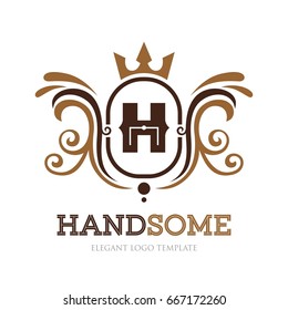 Monogram logo template with flourishes calligraphic elegant ornament elements. Identity design with letter for cafe, shop, store, restaurant, boutique, hotel, heraldic, fashion and etc.