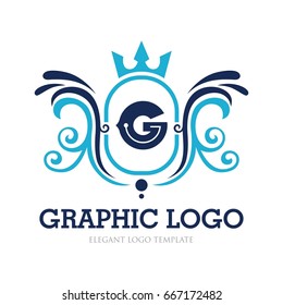 Monogram logo template with flourishes calligraphic elegant ornament elements. Identity design with letter for cafe, shop, store, restaurant, boutique, hotel, heraldic, fashion and etc.