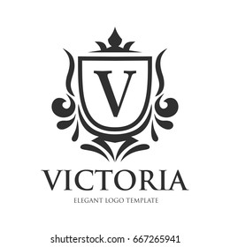 Monogram logo template with flourishes calligraphic elegant ornament elements. Identity design with letter for cafe, shop, store, restaurant, boutique, hotel, heraldic, fashion and etc.