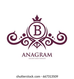 Monogram logo template with flourishes calligraphic elegant ornament elements. Identity design with letter for cafe, shop, store, restaurant, boutique, hotel, heraldic, fashion and etc.