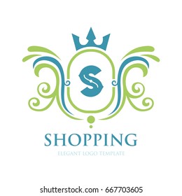 Monogram logo template with flourishes calligraphic elegant ornament elements. Identity design with letter for cafe, shop, store, restaurant, boutique, hotel, heraldic, fashion and etc.