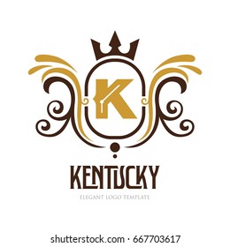 Monogram logo template with flourishes calligraphic elegant ornament elements. Identity design with letter for cafe, shop, store, restaurant, boutique, hotel, heraldic, fashion and etc.
