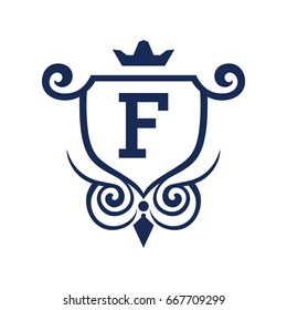 Monogram logo template with flourishes calligraphic elegant ornament elements. Identity design with letter for cafe, shop, store, restaurant, boutique, hotel, heraldic, fashion and etc.