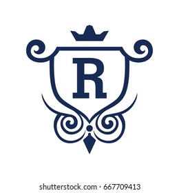 Monogram logo template with flourishes calligraphic elegant ornament elements. Identity design with letter for cafe, shop, store, restaurant, boutique, hotel, heraldic, fashion and etc.