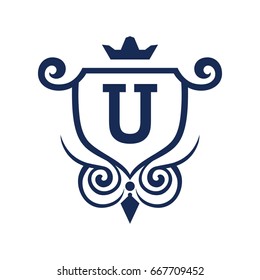 Monogram logo template with flourishes calligraphic elegant ornament elements. Identity design with letter for cafe, shop, store, restaurant, boutique, hotel, heraldic, fashion and etc.