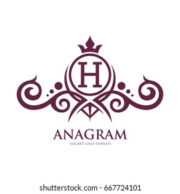 Monogram logo template with flourishes calligraphic elegant ornament elements. Identity design with letter for cafe, shop, store, restaurant, boutique, hotel, heraldic, fashion and etc.