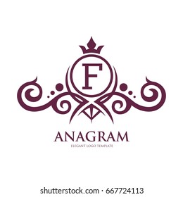 Monogram logo template with flourishes calligraphic elegant ornament elements. Identity design with letter for cafe, shop, store, restaurant, boutique, hotel, heraldic, fashion and etc.