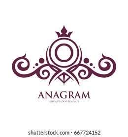 Monogram logo template with flourishes calligraphic elegant ornament elements. Identity design with letter for cafe, shop, store, restaurant, boutique, hotel, heraldic, fashion and etc.