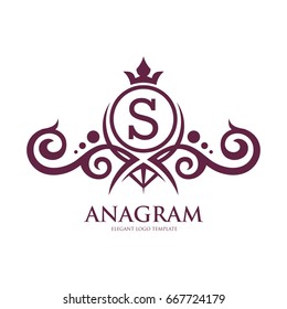 Monogram logo template with flourishes calligraphic elegant ornament elements. Identity design with letter for cafe, shop, store, restaurant, boutique, hotel, heraldic, fashion and etc.