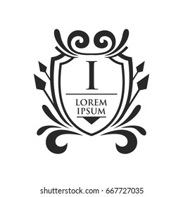 Monogram logo template with flourishes calligraphic elegant ornament elements. Identity design with letter for cafe, shop, store, restaurant, boutique, hotel, heraldic, fashion and etc.