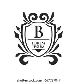 Monogram logo template with flourishes calligraphic elegant ornament elements. Identity design with letter for cafe, shop, store, restaurant, boutique, hotel, heraldic, fashion and etc.