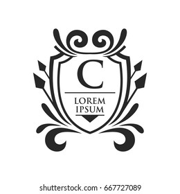 Monogram logo template with flourishes calligraphic elegant ornament elements. Identity design with letter for cafe, shop, store, restaurant, boutique, hotel, heraldic, fashion and etc.