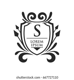 Monogram logo template with flourishes calligraphic elegant ornament elements. Identity design with letter for cafe, shop, store, restaurant, boutique, hotel, heraldic, fashion and etc.