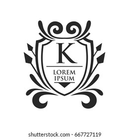 Monogram logo template with flourishes calligraphic elegant ornament elements. Identity design with letter for cafe, shop, store, restaurant, boutique, hotel, heraldic, fashion and etc.