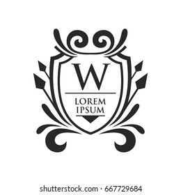 Monogram logo template with flourishes calligraphic elegant ornament elements. Identity design with letter for cafe, shop, store, restaurant, boutique, hotel, heraldic, fashion and etc.