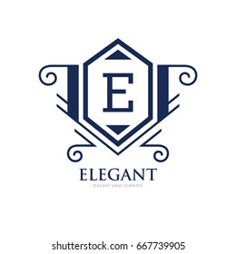 Monogram logo template with flourishes calligraphic elegant ornament elements. Identity design with letter for cafe, shop, store, restaurant, boutique, hotel, heraldic, fashion and etc.