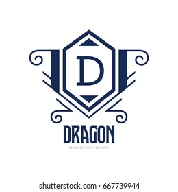 Monogram logo template with flourishes calligraphic elegant ornament elements. Identity design with letter for cafe, shop, store, restaurant, boutique, hotel, heraldic, fashion and etc.