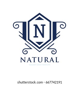Monogram logo template with flourishes calligraphic elegant ornament elements. Identity design with letter for cafe, shop, store, restaurant, boutique, hotel, heraldic, fashion and etc.
