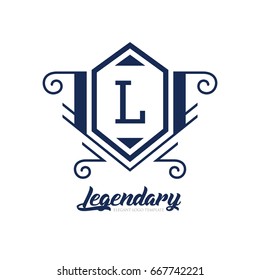 Monogram logo template with flourishes calligraphic elegant ornament elements. Identity design with letter for cafe, shop, store, restaurant, boutique, hotel, heraldic, fashion and etc.