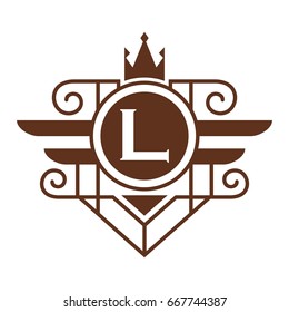 Monogram logo template with flourishes calligraphic elegant ornament elements. Identity design with letter for cafe, shop, store, restaurant, boutique, hotel, heraldic, fashion and etc.