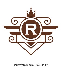Monogram logo template with flourishes calligraphic elegant ornament elements. Identity design with letter for cafe, shop, store, restaurant, boutique, hotel, heraldic, fashion and etc.