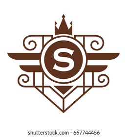 Monogram logo template with flourishes calligraphic elegant ornament elements. Identity design with letter for cafe, shop, store, restaurant, boutique, hotel, heraldic, fashion and etc.