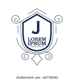 Monogram logo template with flourishes calligraphic elegant ornament elements. Identity design with letter for cafe, shop, store, restaurant, boutique, hotel, heraldic, fashion and etc.