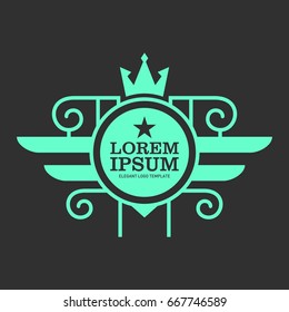 Monogram logo template with flourishes calligraphic elegant ornament elements. Identity design with letter for cafe, shop, store, restaurant, boutique, hotel, heraldic, fashion and etc.