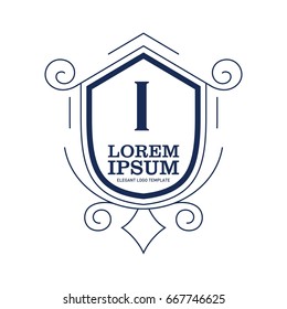Monogram logo template with flourishes calligraphic elegant ornament elements. Identity design with letter for cafe, shop, store, restaurant, boutique, hotel, heraldic, fashion and etc.