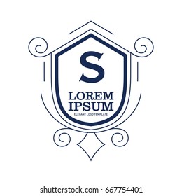 Monogram logo template with flourishes calligraphic elegant ornament elements. Identity design with letter for cafe, shop, store, restaurant, boutique, hotel, heraldic, fashion and etc.
