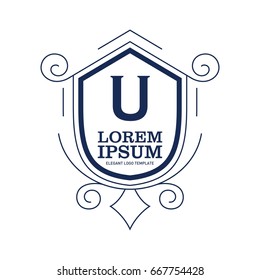 Monogram logo template with flourishes calligraphic elegant ornament elements. Identity design with letter for cafe, shop, store, restaurant, boutique, hotel, heraldic, fashion and etc.
