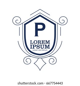 Monogram logo template with flourishes calligraphic elegant ornament elements. Identity design with letter for cafe, shop, store, restaurant, boutique, hotel, heraldic, fashion and etc.
