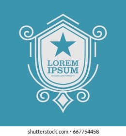 Monogram logo template with flourishes calligraphic elegant ornament elements. Identity design with letter for cafe, shop, store, restaurant, boutique, hotel, heraldic, fashion and etc.
