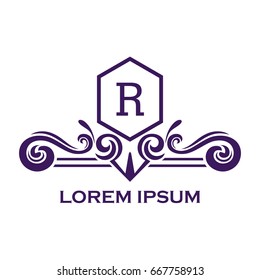 Monogram logo template with flourishes calligraphic elegant ornament elements. Identity design with letter for cafe, shop, store, restaurant, boutique, hotel, heraldic, fashion and etc.
