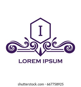 Monogram logo template with flourishes calligraphic elegant ornament elements. Identity design with letter for cafe, shop, store, restaurant, boutique, hotel, heraldic, fashion and etc.
