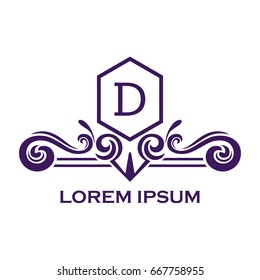 Monogram logo template with flourishes calligraphic elegant ornament elements. Identity design with letter for cafe, shop, store, restaurant, boutique, hotel, heraldic, fashion and etc.
