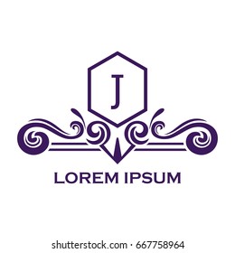 Monogram logo template with flourishes calligraphic elegant ornament elements. Identity design with letter for cafe, shop, store, restaurant, boutique, hotel, heraldic, fashion and etc.
