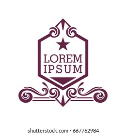 Monogram logo template with flourishes calligraphic elegant ornament elements. Identity design with letter for cafe, shop, store, restaurant, boutique, hotel, heraldic, fashion and etc.