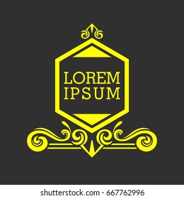 Monogram logo template with flourishes calligraphic elegant ornament elements. Identity design with letter for cafe, shop, store, restaurant, boutique, hotel, heraldic, fashion and etc.