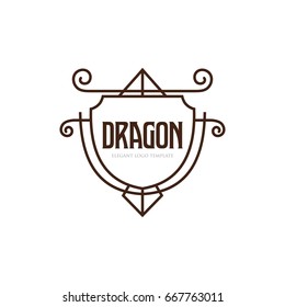 Monogram logo template with flourishes calligraphic elegant ornament elements. Identity design with letter for cafe, shop, store, restaurant, boutique, hotel, heraldic, fashion and etc.
