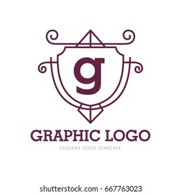 Monogram logo template with flourishes calligraphic elegant ornament elements. Identity design with letter for cafe, shop, store, restaurant, boutique, hotel, heraldic, fashion and etc.