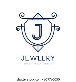 Monogram logo template with flourishes calligraphic elegant ornament elements. Identity design with letter for cafe, shop, store, restaurant, boutique, hotel, heraldic, fashion and etc.