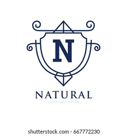Monogram logo template with flourishes calligraphic elegant ornament elements. Identity design with letter for cafe, shop, store, restaurant, boutique, hotel, heraldic, fashion and etc.
