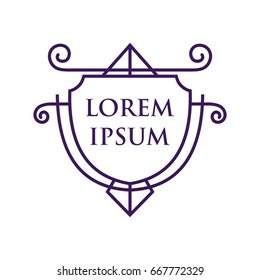 Monogram logo template with flourishes calligraphic elegant ornament elements. Identity design with letter for cafe, shop, store, restaurant, boutique, hotel, heraldic, fashion and etc.