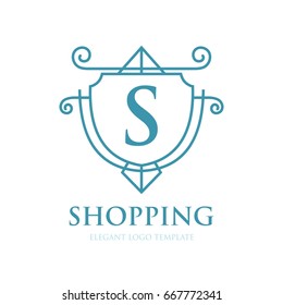 Monogram logo template with flourishes calligraphic elegant ornament elements. Identity design with letter for cafe, shop, store, restaurant, boutique, hotel, heraldic, fashion and etc.