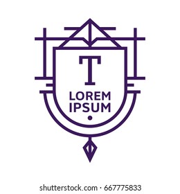 Monogram logo template with flourishes calligraphic elegant ornament elements. Identity design with letter for cafe, shop, store, restaurant, boutique, hotel, heraldic, fashion and etc.