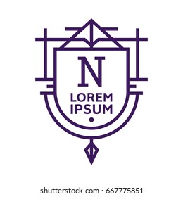Monogram logo template with flourishes calligraphic elegant ornament elements. Identity design with letter for cafe, shop, store, restaurant, boutique, hotel, heraldic, fashion and etc.