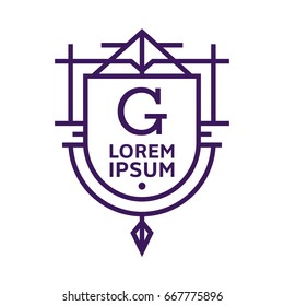 Monogram logo template with flourishes calligraphic elegant ornament elements. Identity design with letter for cafe, shop, store, restaurant, boutique, hotel, heraldic, fashion and etc.