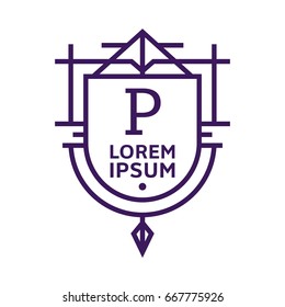 Monogram logo template with flourishes calligraphic elegant ornament elements. Identity design with letter for cafe, shop, store, restaurant, boutique, hotel, heraldic, fashion and etc.