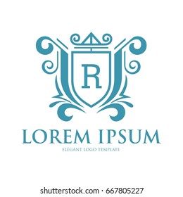 Monogram logo template with flourishes calligraphic elegant ornament elements. Identity design with letter for cafe, shop, store, restaurant, boutique, hotel, heraldic, fashion and etc.